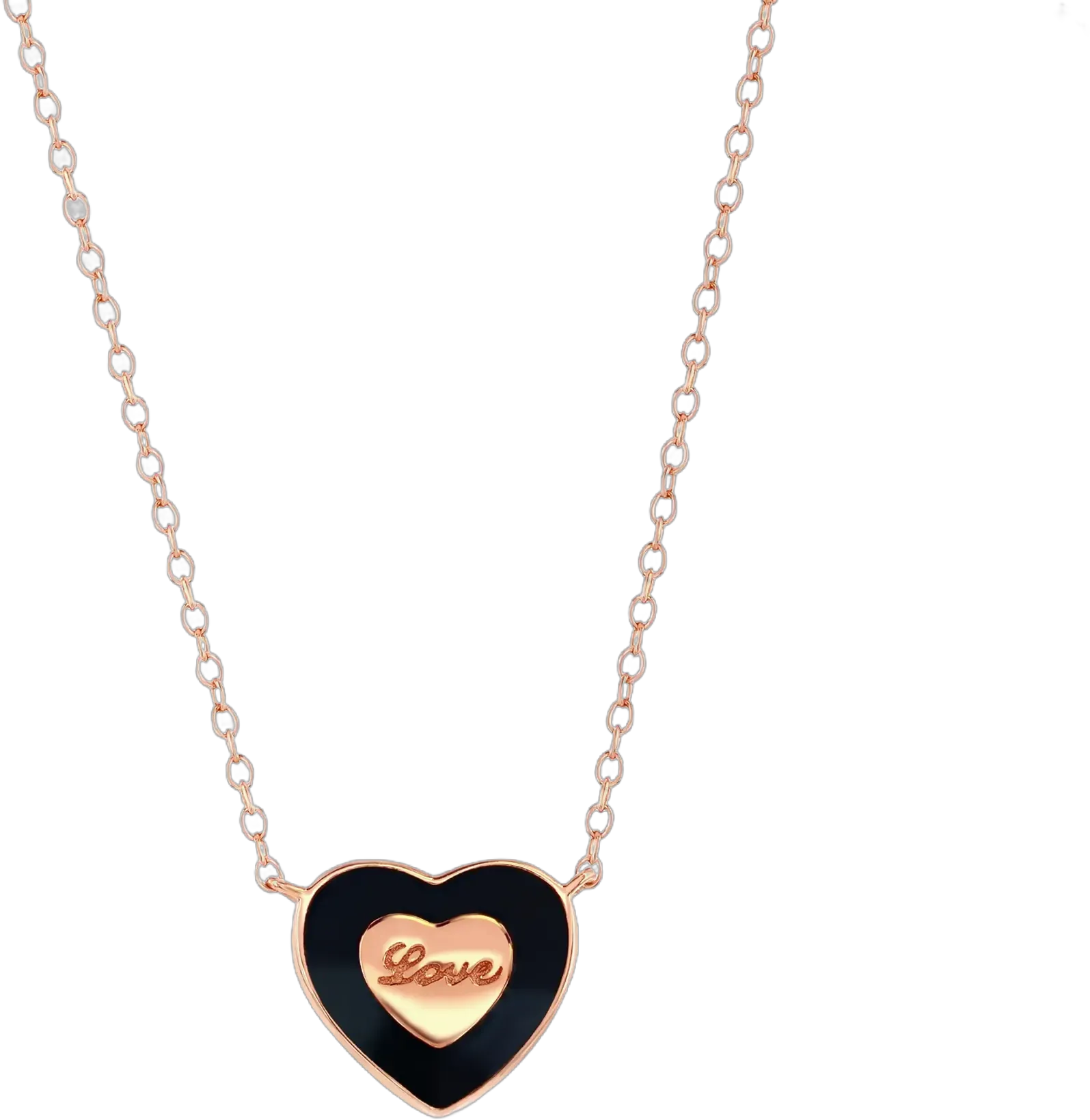 Donatello Gian Sterling Silver Rose Plated Heart Necklace