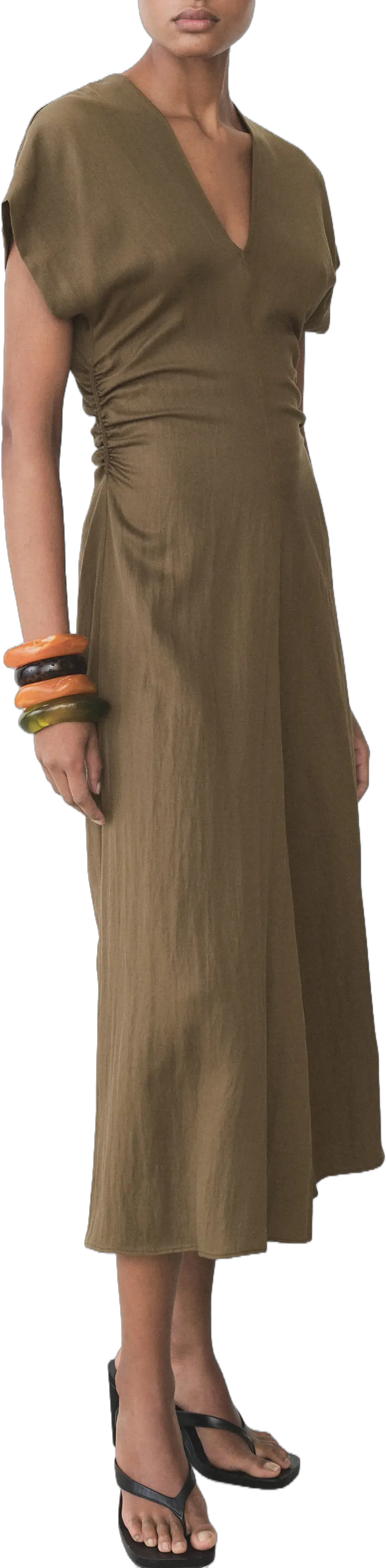 MANGO Ruched Maxi Dress