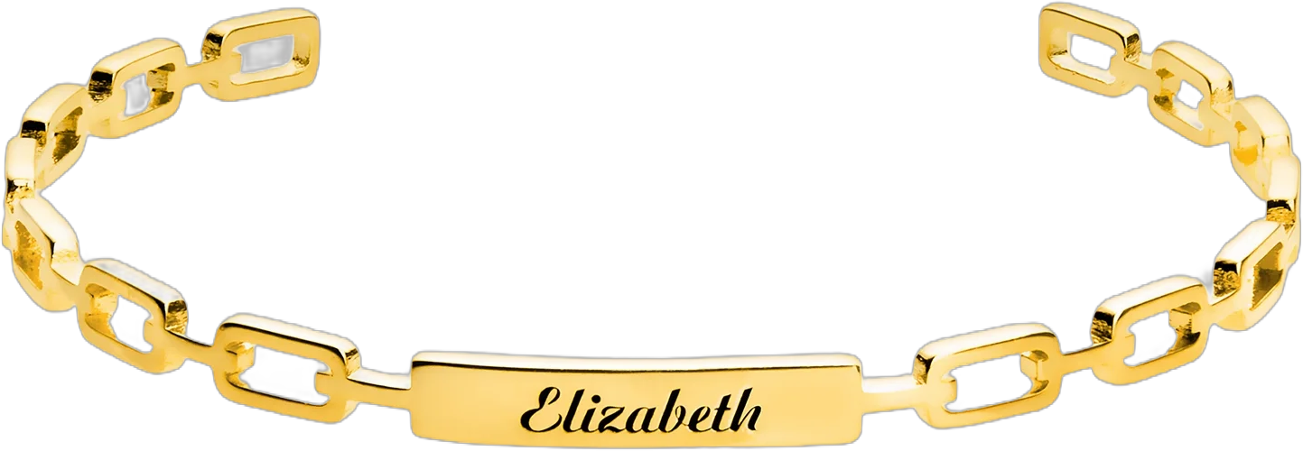 Personalized Planet Women's Frozen Paperclip Chain Engraved Cuff Bracelet