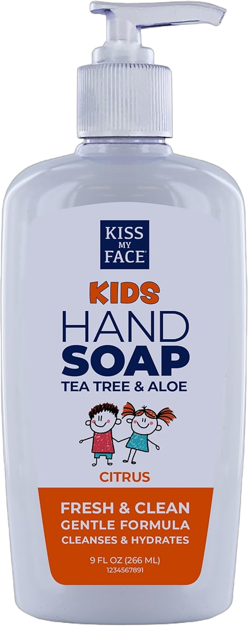 Kiss My Face Kids Hand Soap - Citrus Scent - Cleanse And Hydrate Skin - Vegan & Cruelty-Free - Easy To Use Hand Soap Pump - Added Tea Tree And Aloe - 9 fl oz Bottle Citrus 9 Fl Oz (Pack of 1)