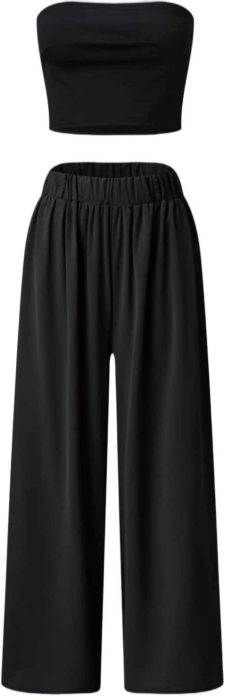 Women's Dressy Pant Suits for A Wedding Women's 3 Piece Set Casual Sexy Solid Color Womens Pant Jumpsuit (Black, M) Medium Black