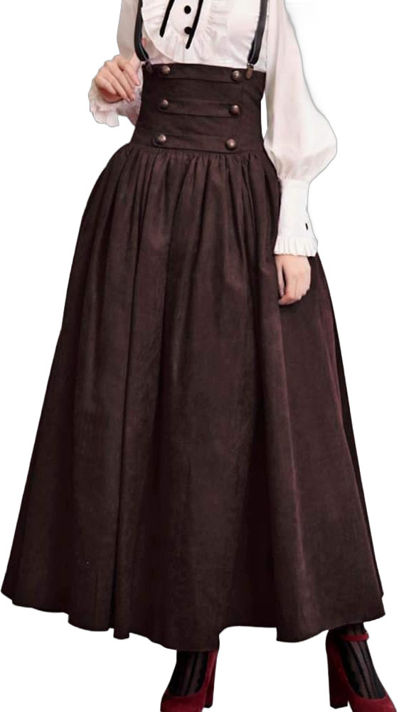 Women's Steampunk High Waist Bustle Skirt Victorian Ball Gown Gothic Pleated Maxi Skirt Medieval Costume