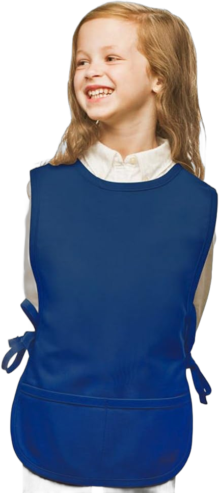 Royal Blue Kids Art Smock, Cobbler Apron, Durable Poly/Cotton Twill Fabric (Extra Large)
